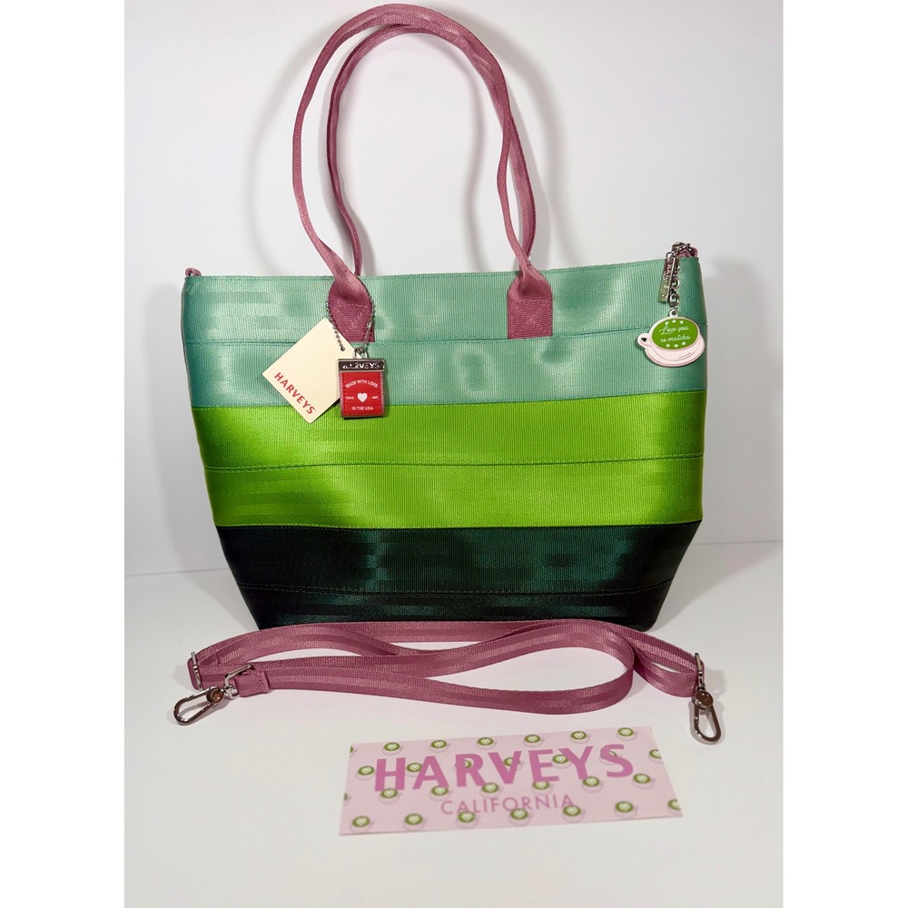 NWT Harveys Seatbelt Bag Love Me So Matcha Medium Streamline Tote MST Green Pink - Picture 12 of 13